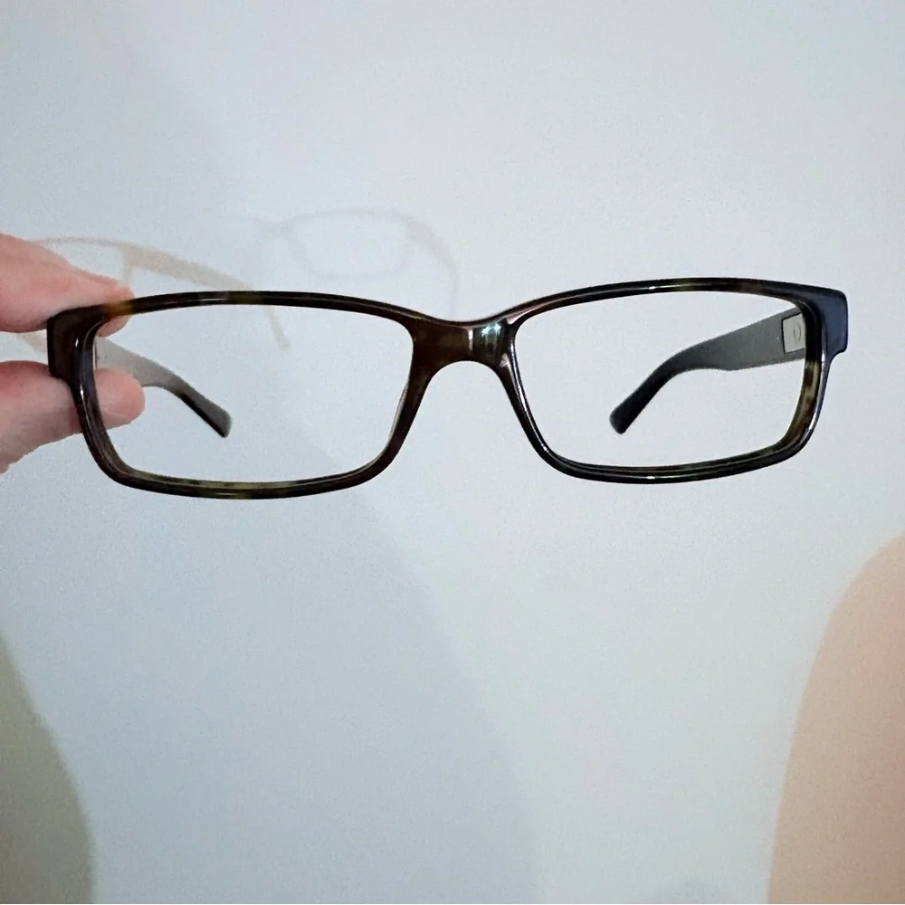 Gucci Green and Brown Tortoiseshell Rectangular Eyeglasses Frames